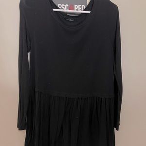 black ruffle blouse